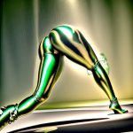 Olive green flare leggings black with scrunch bum detail, hyperrealistic studio shot on white background.