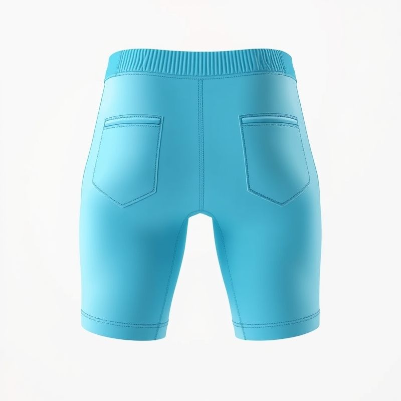 pollinations-black-bike-shorts-with-pockets-1-666960 Sky Blue seamless black bike shorts with pockets on a white studio background.