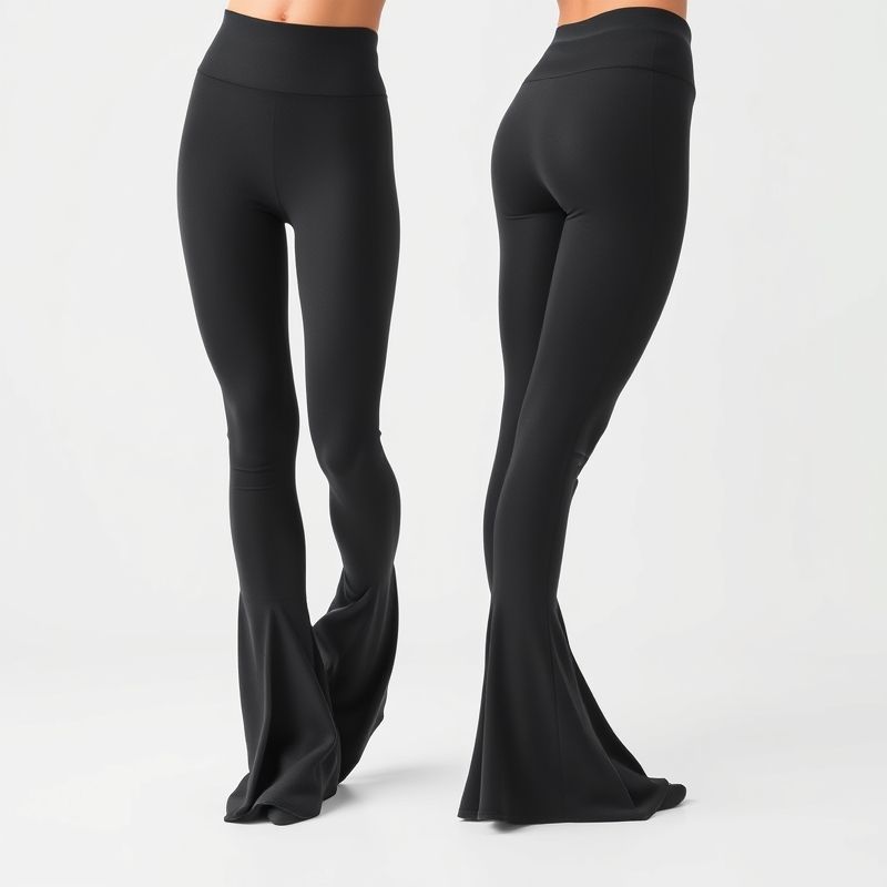 black flared leggings with compression zone mapping