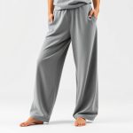 Heather Grey cotton yoga pants, wide leg style, on a white background.