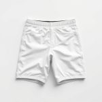 Warrior 111 Christmas bike shorts in white, hyperrealistic studio photo on pure white background.
