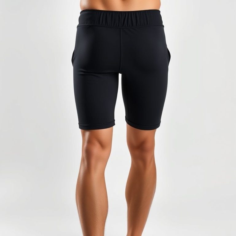 Black yoga shorts men, hyperrealistic studio photo on white background, yoga mens clothing.