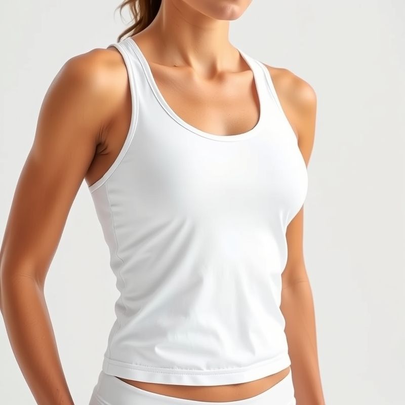 pollinations-yoga-tanks-1-524362 White yoga tanks for women - workout tank in pure white, studio photo on clean background.