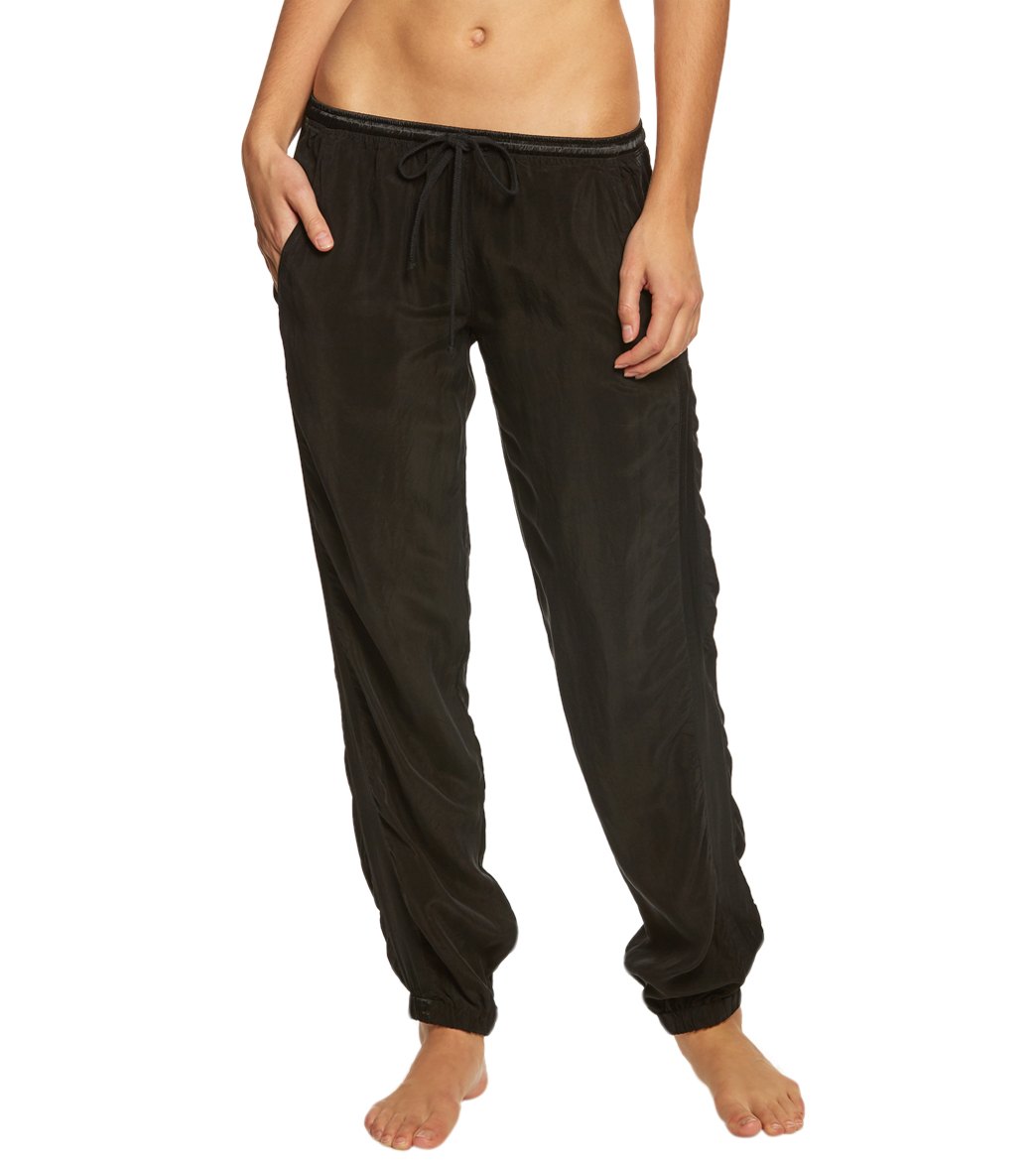 uggs in pink styled with Racer Yoga Pants Joggers black colour post-practice loungewear
